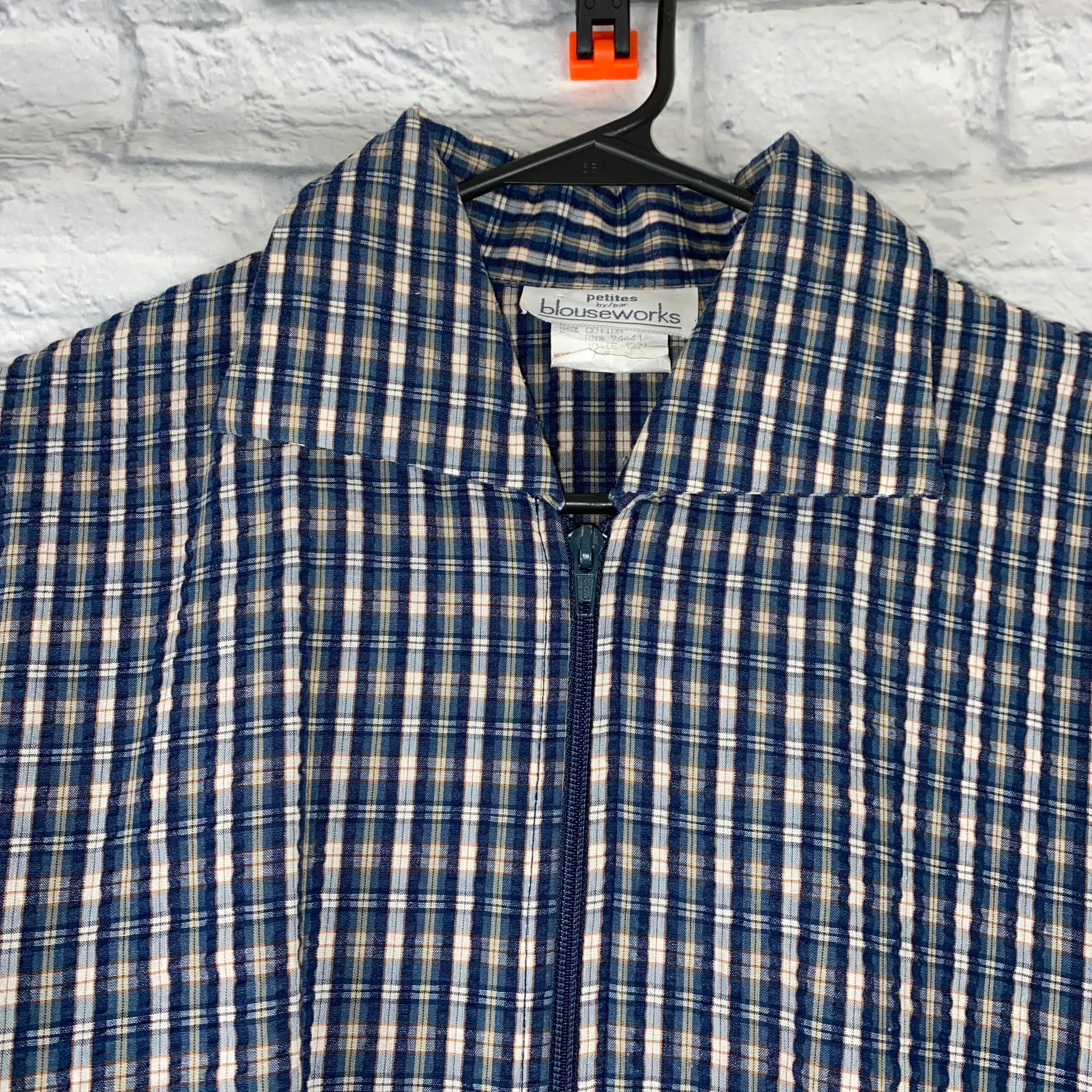 Blouseworks Petites by par  plaid full zip jacket w/elastic cuffs & waistband L - Image 5