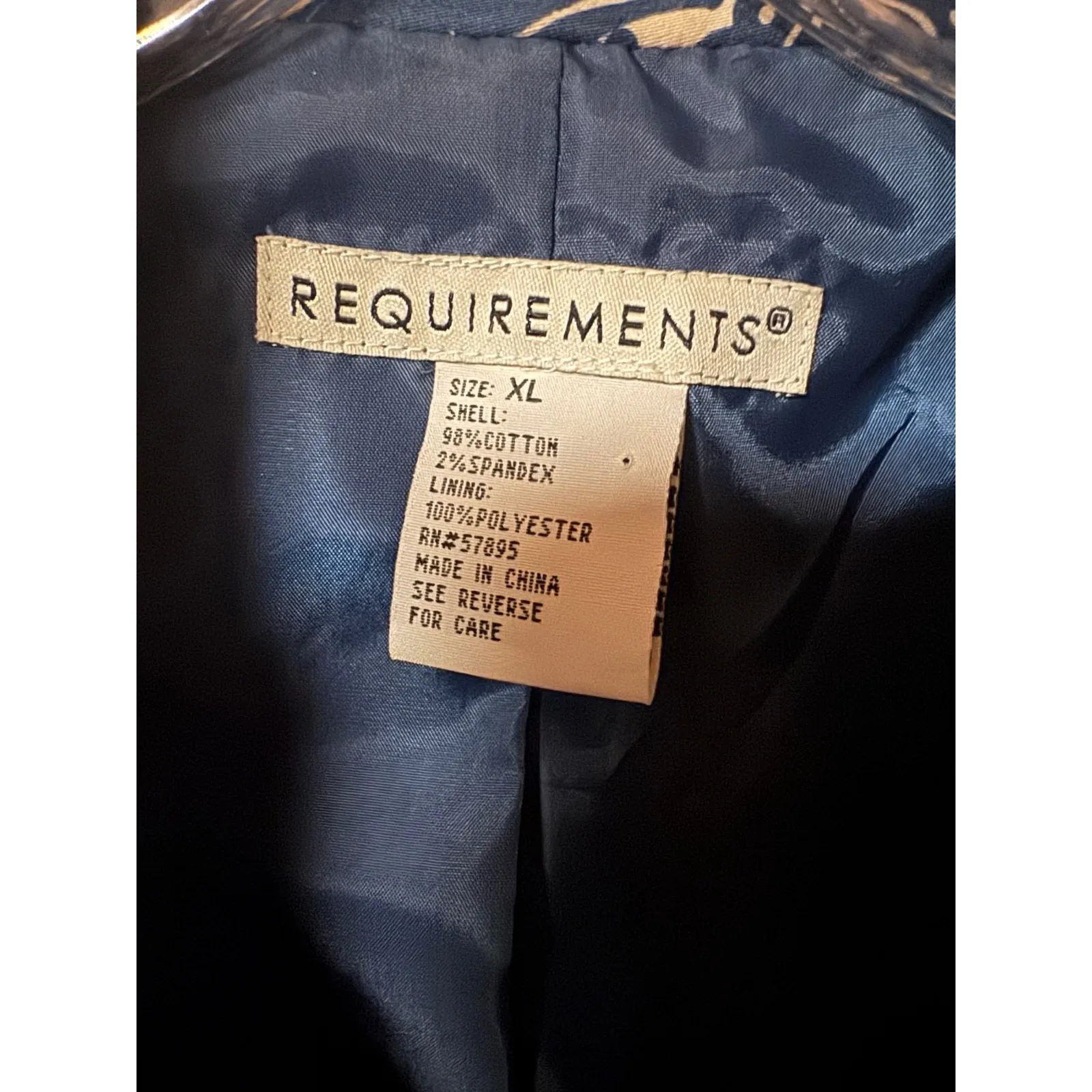 Requirements Womens Jacket Blue Batik Print Sz XL - Image 7