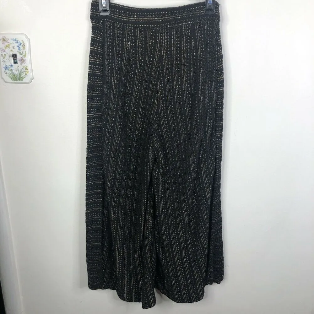 Anthropologie Eva Franco Black Gold Wide Leg Blake Striped Wrap Pants SZ S - Image 8