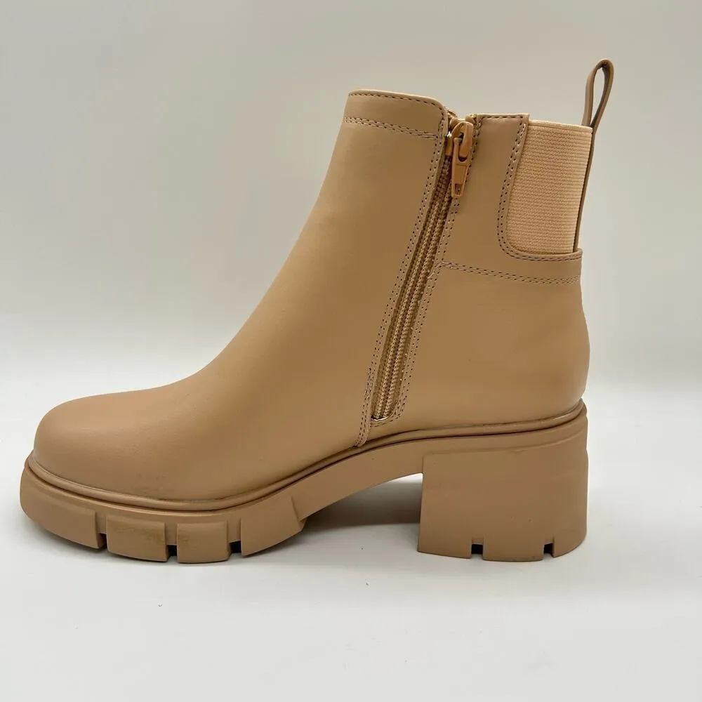 Vodvob Boots Womens 7.5 Tan Chelsea Fashion‎ Lug Sole Ankle Chunky Heel Boots - Image 2