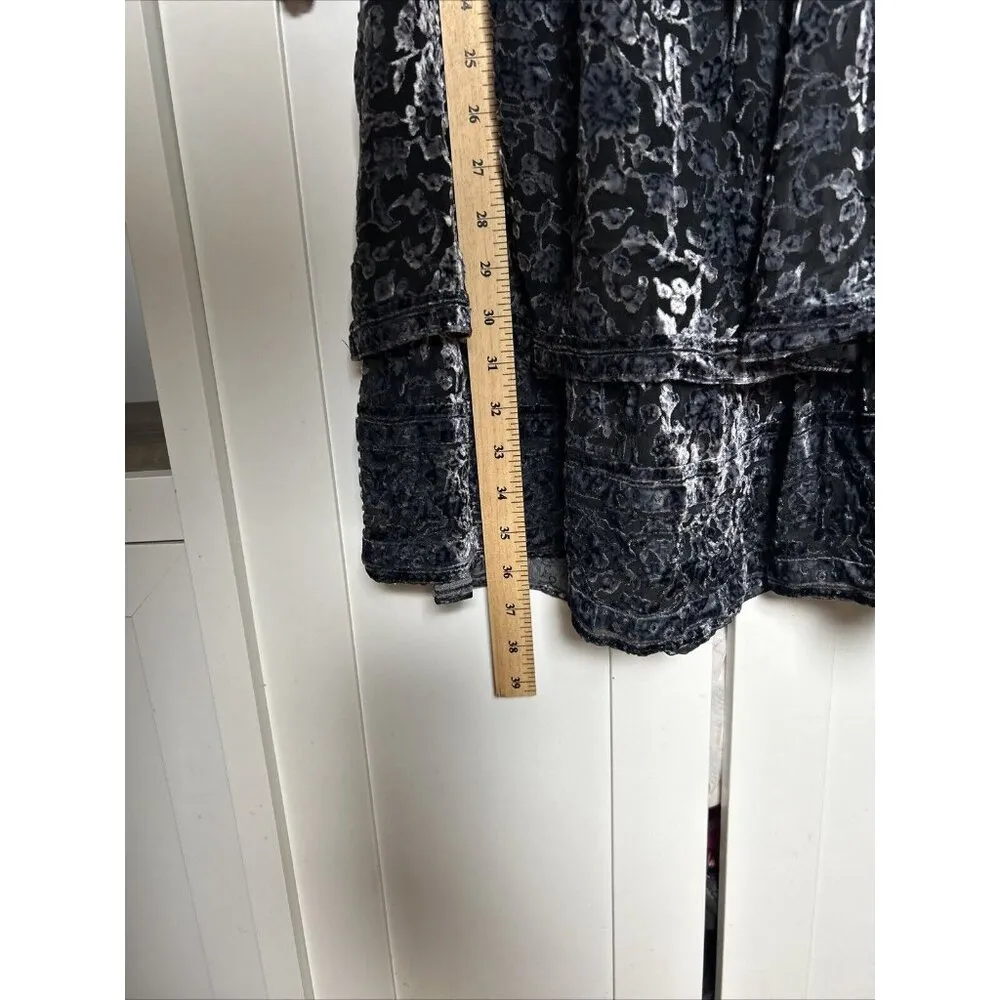 Elie Tahari Olsen Burnout Velvet Smocked Waist Tiered‎ Ruffle Mini Dress XS - Image 8