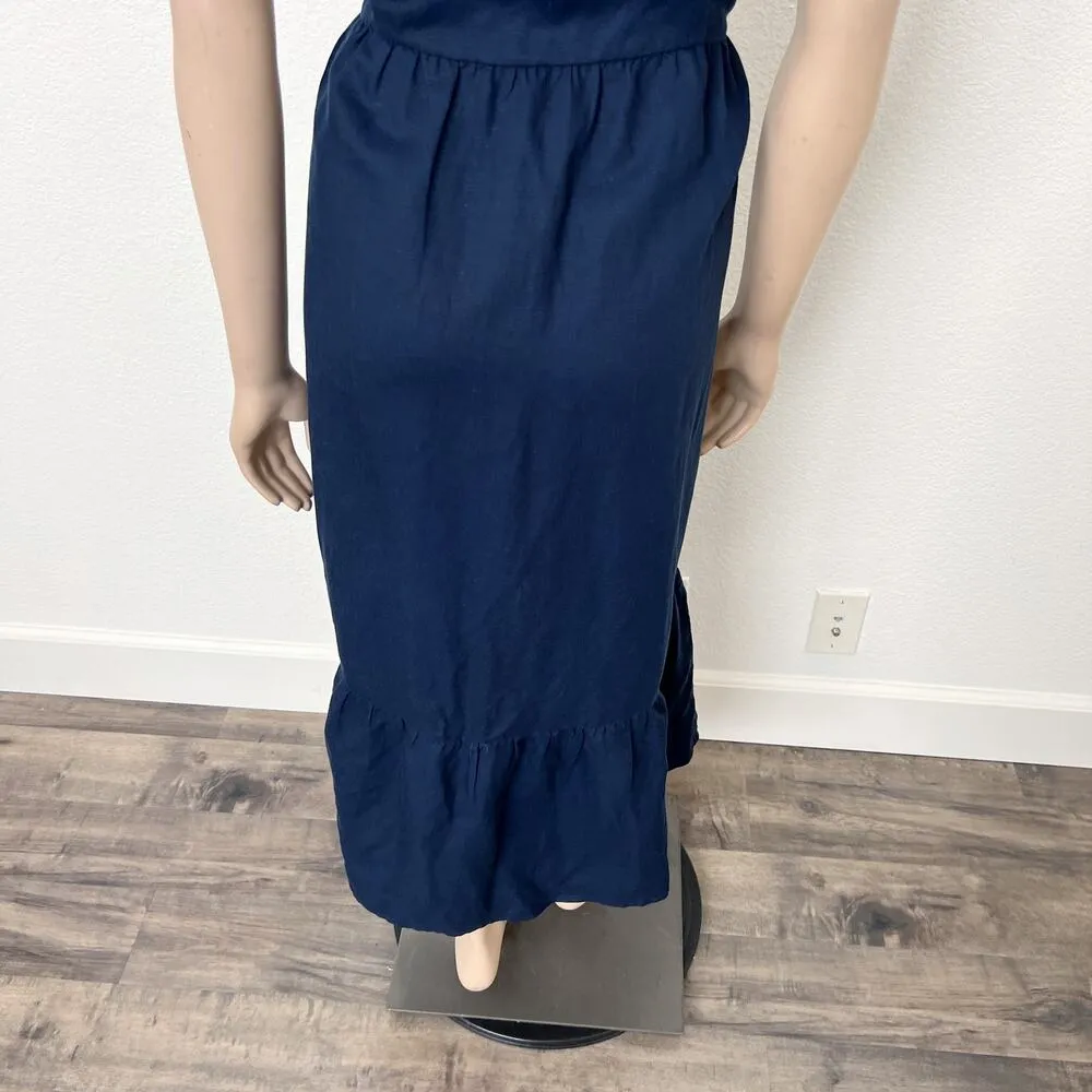 [Frank and Oak] Navy Blue Ruffle Hem Faux Button Down Midi Dress NWT Size XL - Image 7