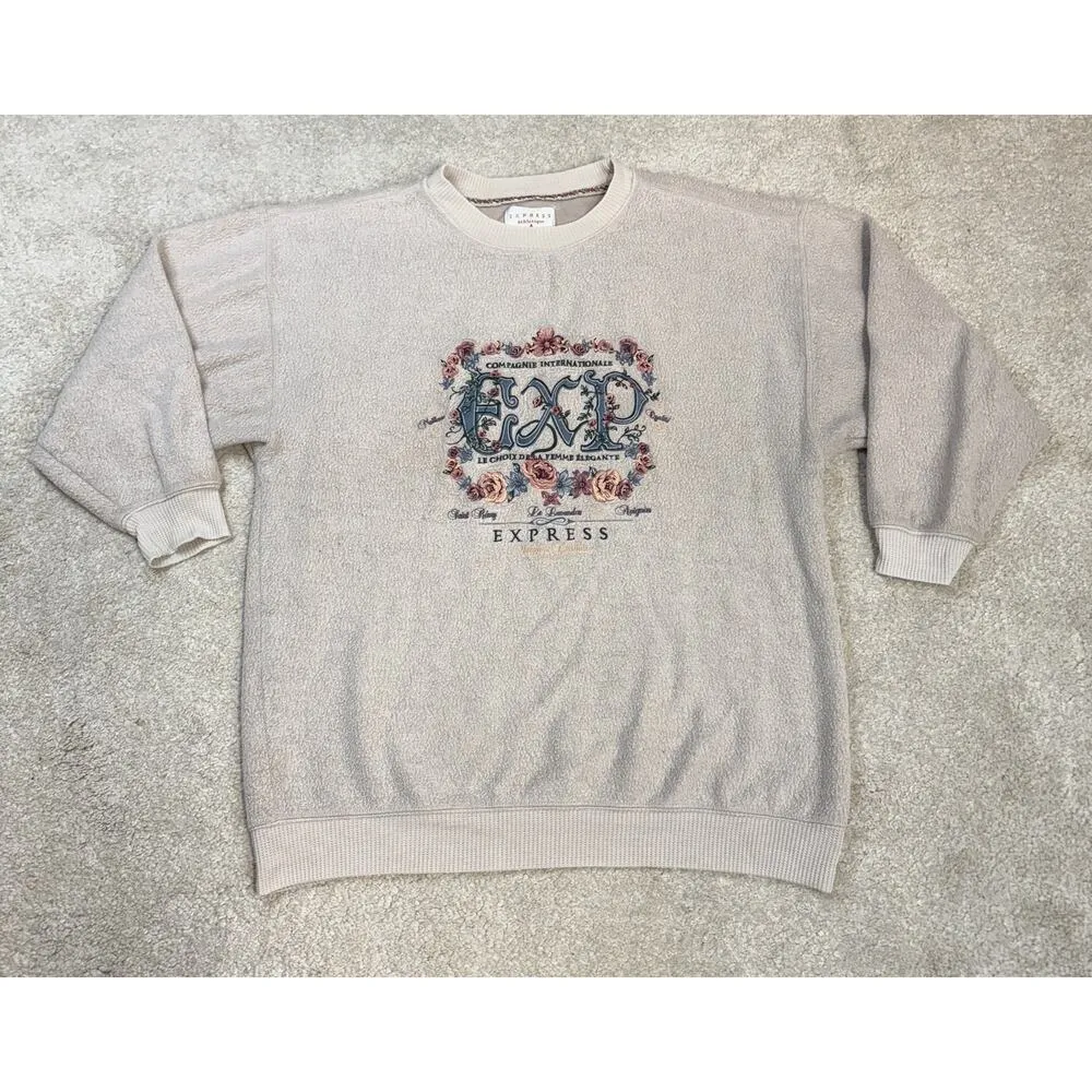 EXPRESS  Athletique Vintage Y2K Embroidered Oversized Sweatshirt Size XS - Image 2
