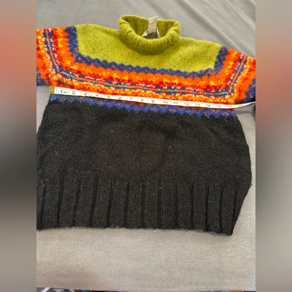 VTG Rare 90s SZ:M Fair Isle Wool Turtleneck Sweater ASO Monica Gellar in Friends Green Size M - Image 5