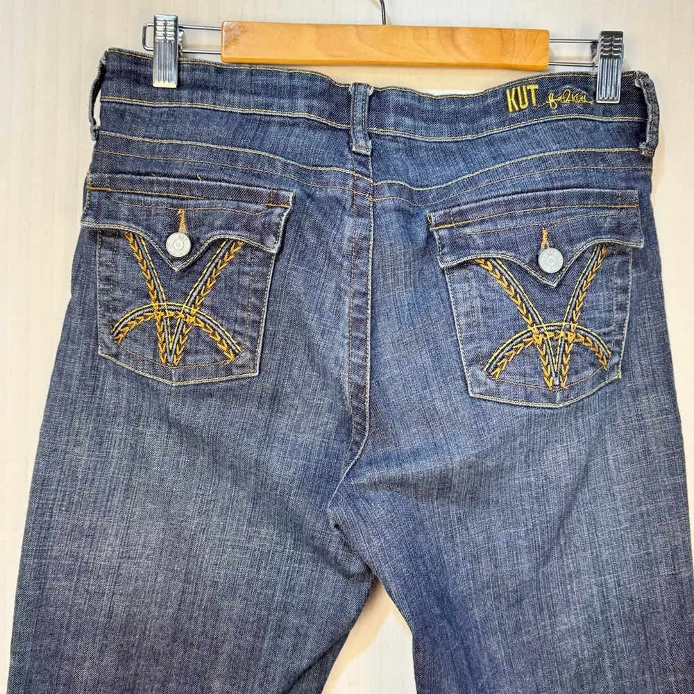 Kut from the Kloth Mid Rise Bootcut Blue Denim Jeans Women's Size 10 Embroidered - Image 4