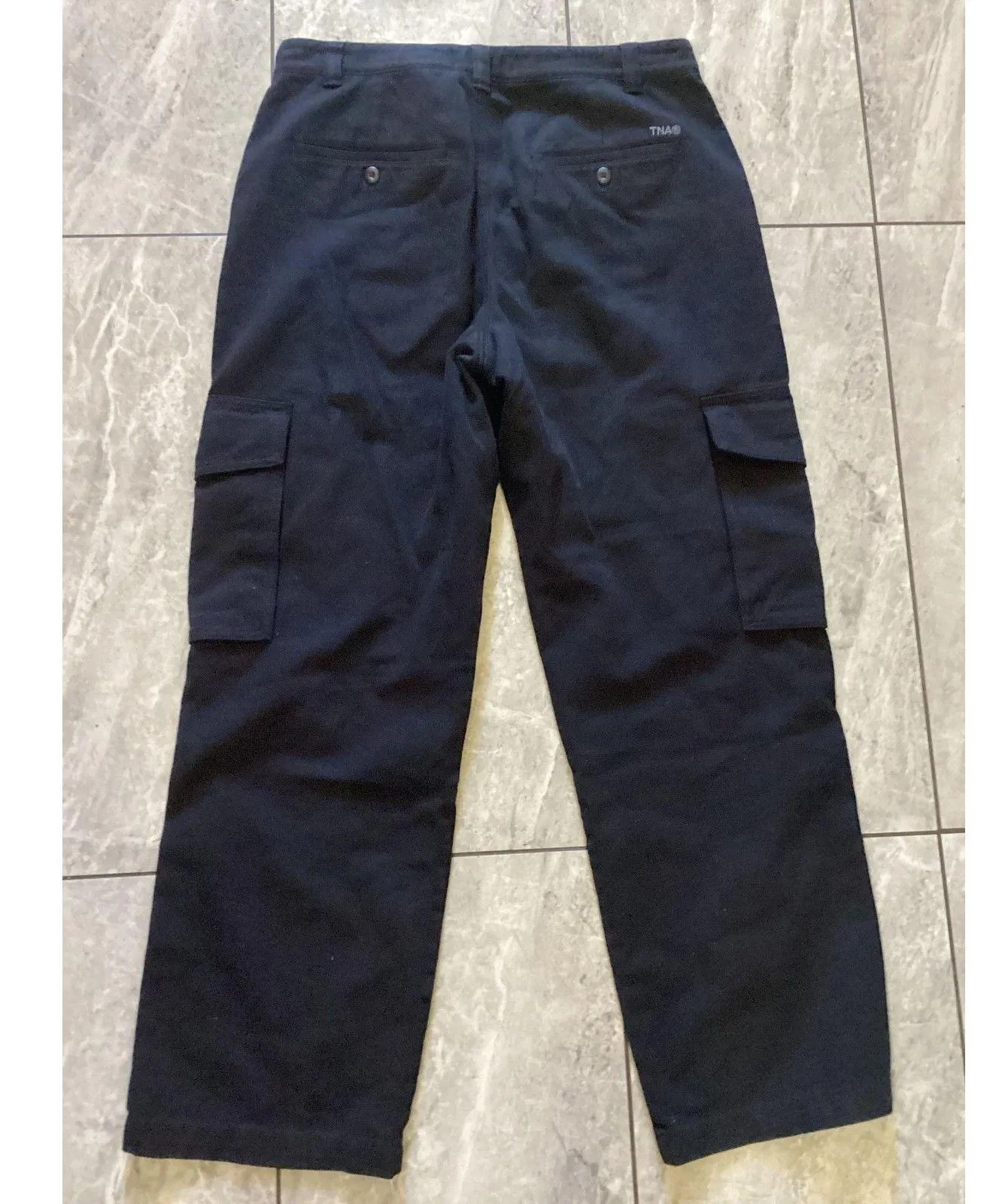 TNA Cargo Pants Womens 10 Black Utility Pockets 100% Cotton Relaxed Straight Leg - Image 3