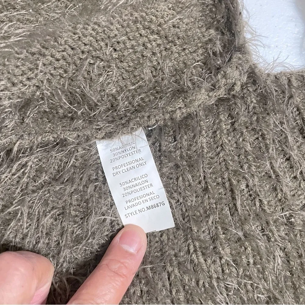 MONOREN Crochet Knit vest/ jacket, Faux Fur Brown SZ L - Image 11