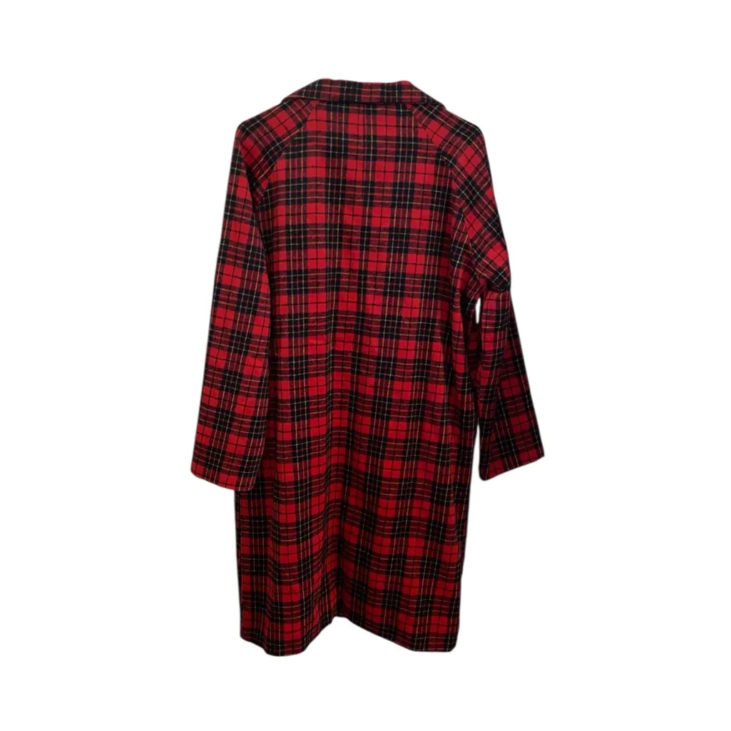 Motel Rocks Red Black Tartan Plaid Wool Coat Holiday Christmas Grunge Cabin core - Image 8