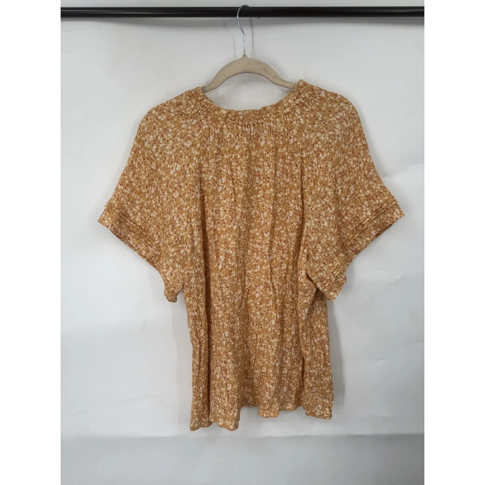 Wonderly Floral Blouse Women XL Yellow Prairie Peasant Cottage Western Boho - Image 2