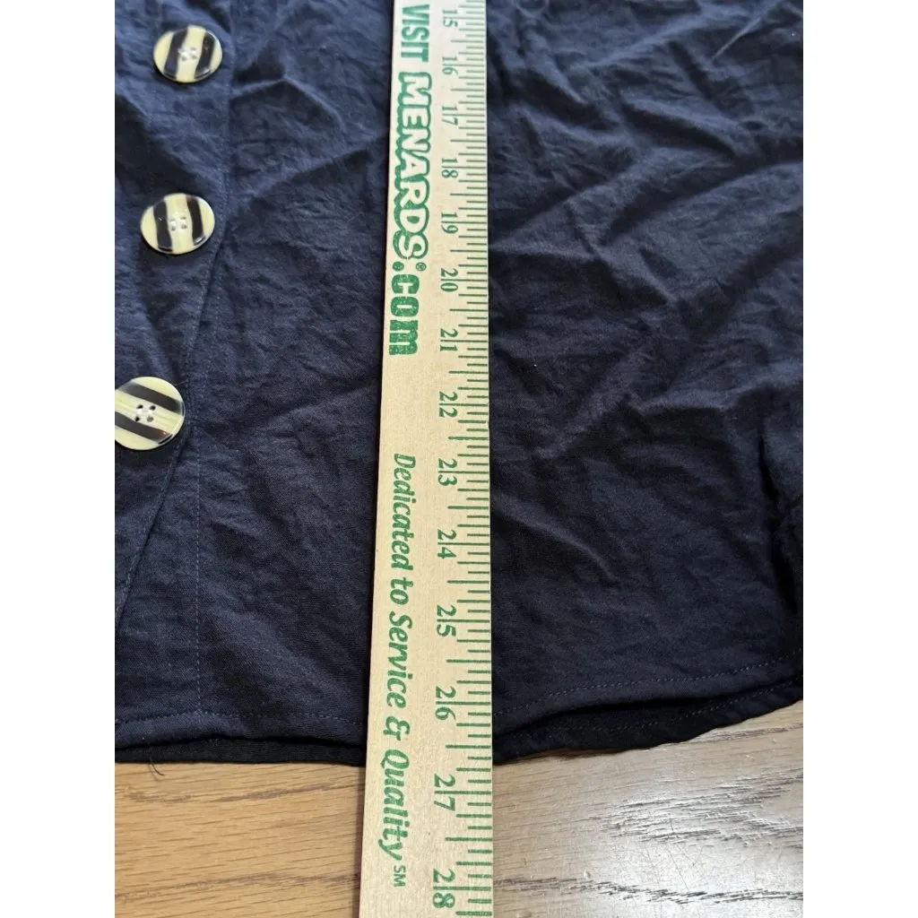 John Mark Button Down Short Sleeve Womens Shirt Size Small Black City Classic - Image 4