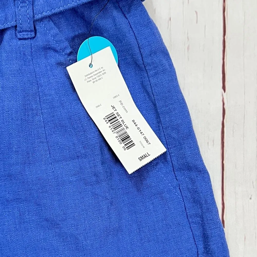 A.n.a Women’s High Waisted  Paperbag Jet Set Blue Tie Waist Shorts Sz S - Image 14