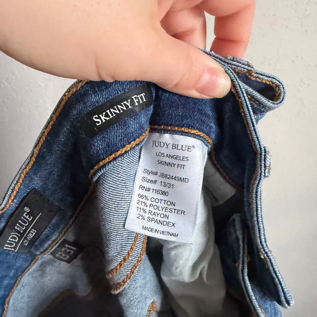 Judy Blue High Rise Mid Wash Blue Denim Skinny Jeans Womens 31 Casual - Image 6