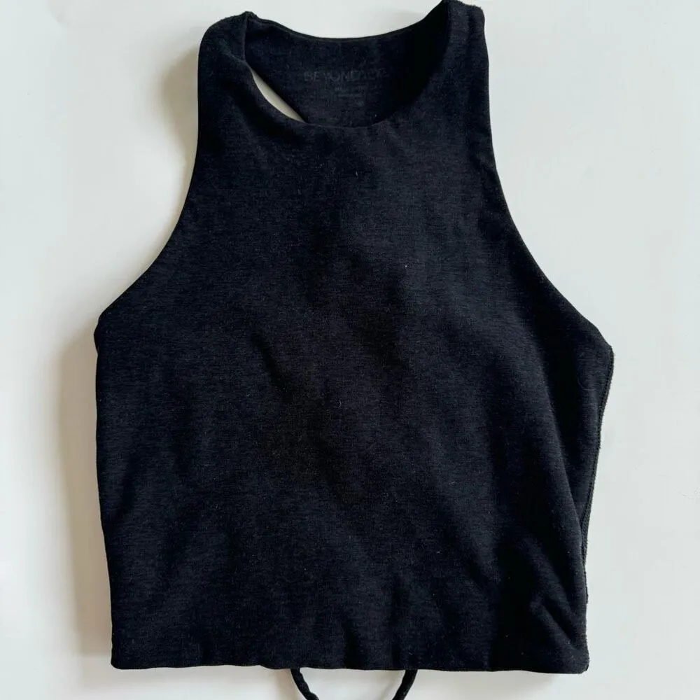 BEYOND YOGA Space Dye Across The Straps Cropped Tank Darkest Night Black Size XS - Image 5