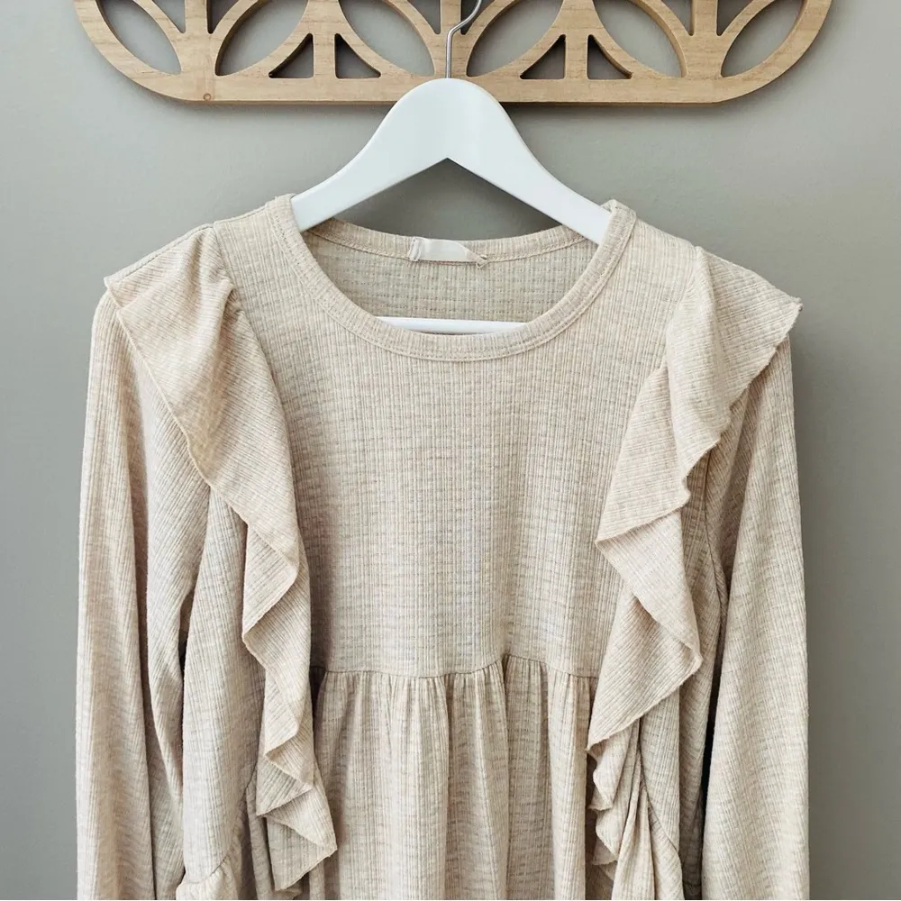 Altar'd State Long Sleeve Top Tan Sz Small - Image 2