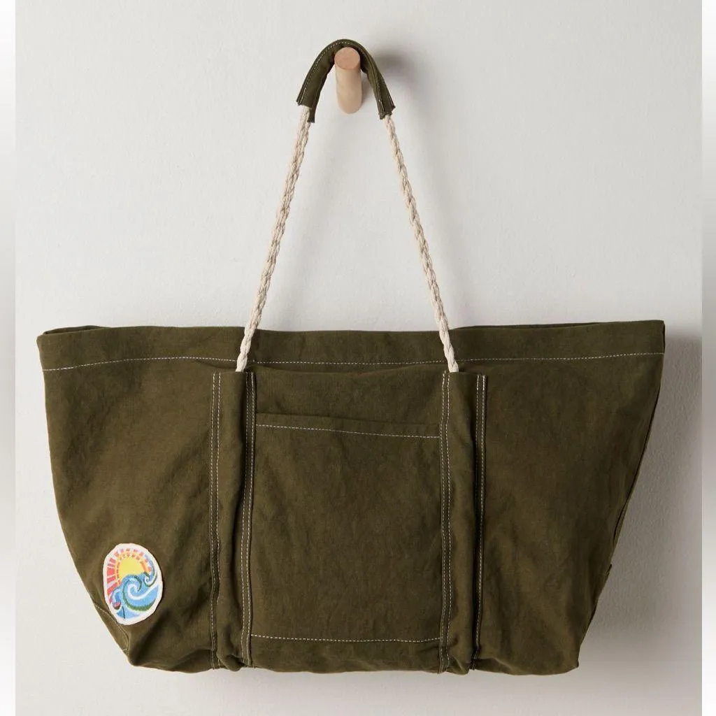 NWT Free People Been There Badge Tote Bag - One Size - Green - Image 2