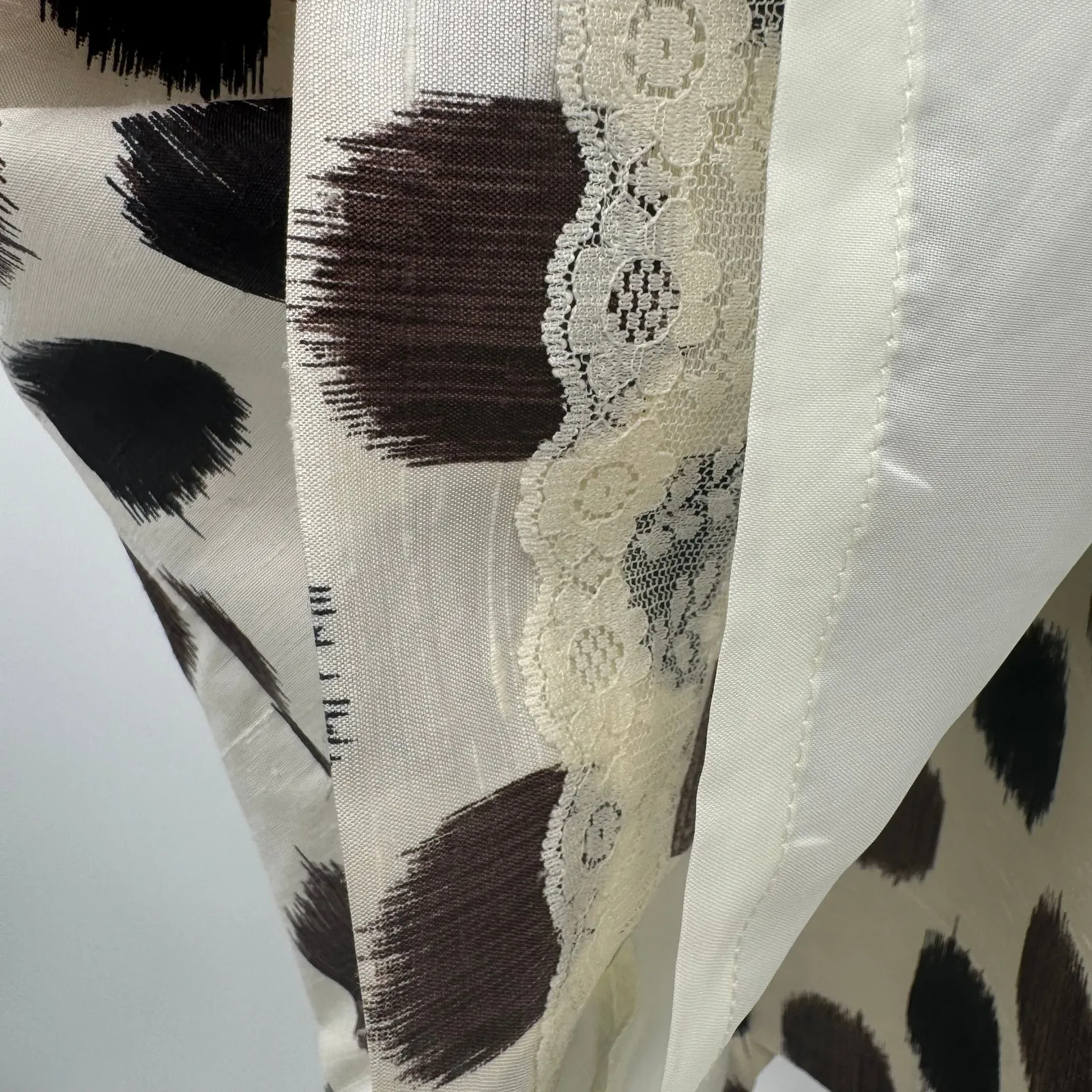 Kate Spade dress 100% silk ruffle collar belted polka dot sheath brown cream 6 - Image 7