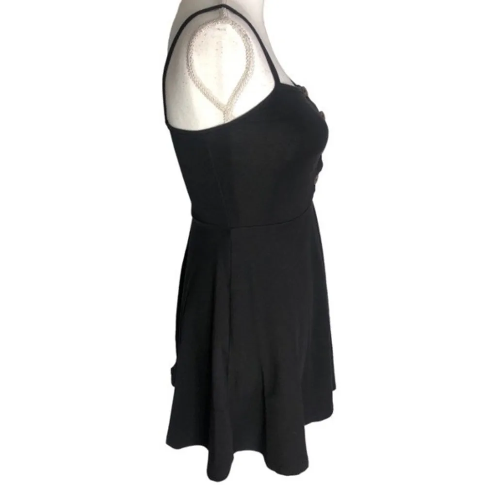 Forever 21 Black Button Front Square Neck Skater Mini Dress - Image 79