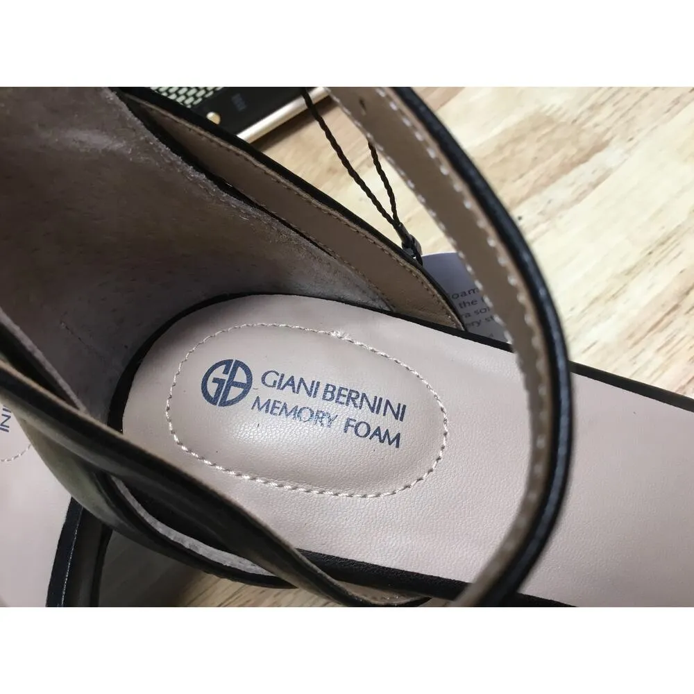 Giani Bernini Clarrice Memory Foam Pump Heels Womens 8 Black Leather Ankle Strap - Image 5