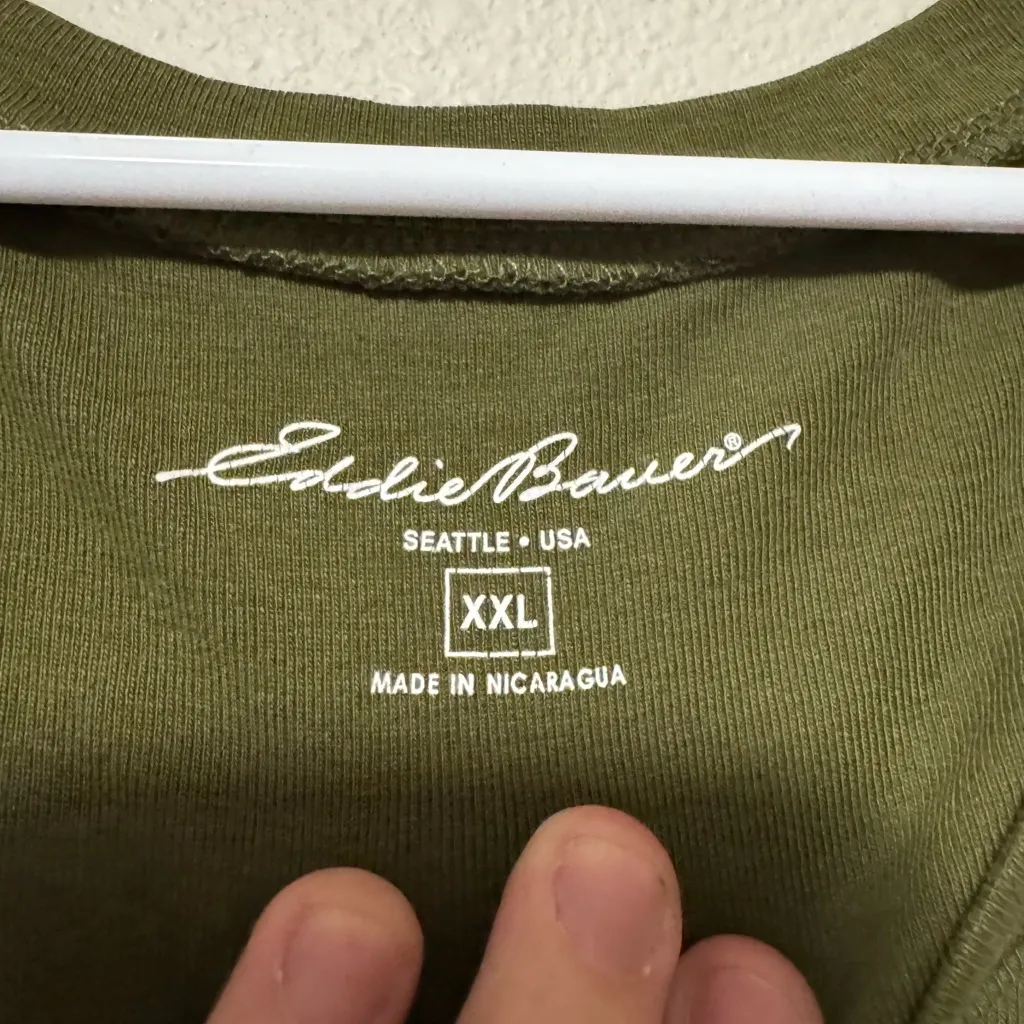 Eddie Bauer Forest Green V-Neck Tee - Image 2