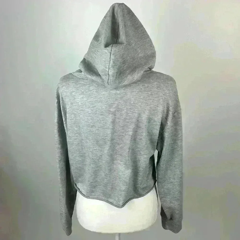 SHEIN Light Grey Cropped Hoodie Size M - Image 5