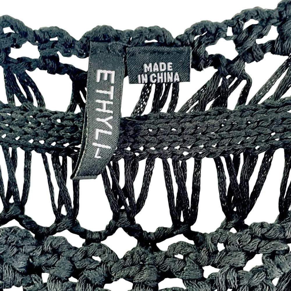 ETHYL TUBULAR YARN 100% COTTON BOAT NECK SWEATER, BLACK SIZE L Size L - Image 7