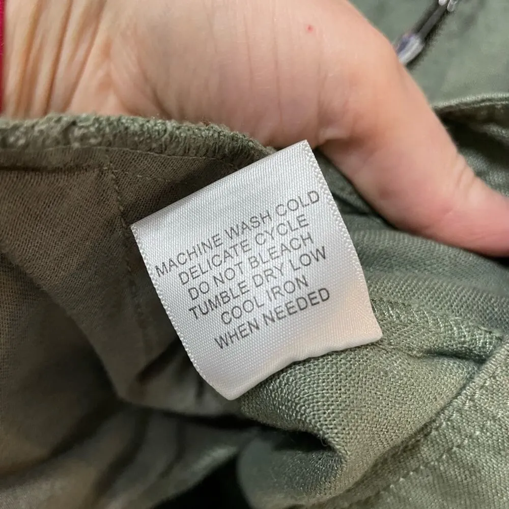 Michael Stars Green Linen Full Zip Sleeveless Jacket Vest Womens XS Utility Fall - Image 8