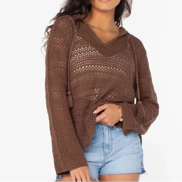 ROXY JR NEW Hippie Hoodie Relaxed Sweater Sz L - Image 3