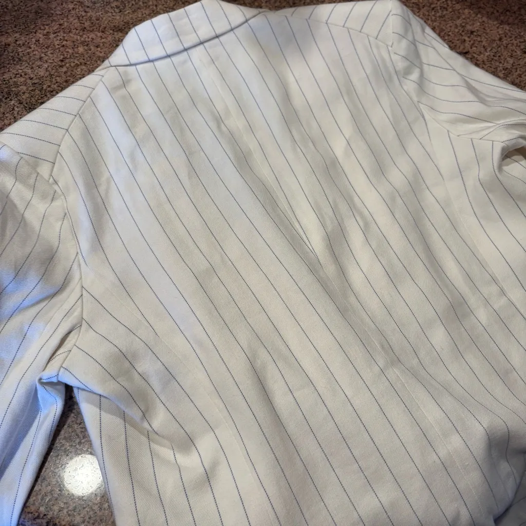 VERONICA BEARD Apollo White and Blue Stripe
Blazer‎ Double Breasted Size 10 - Image 6