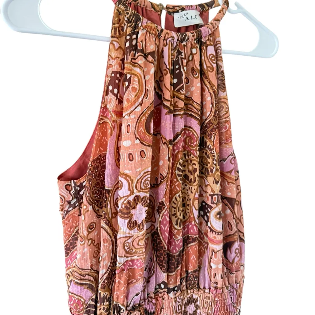 A.L.C Cory Paisley Print Halter Silk Dress - Image 5