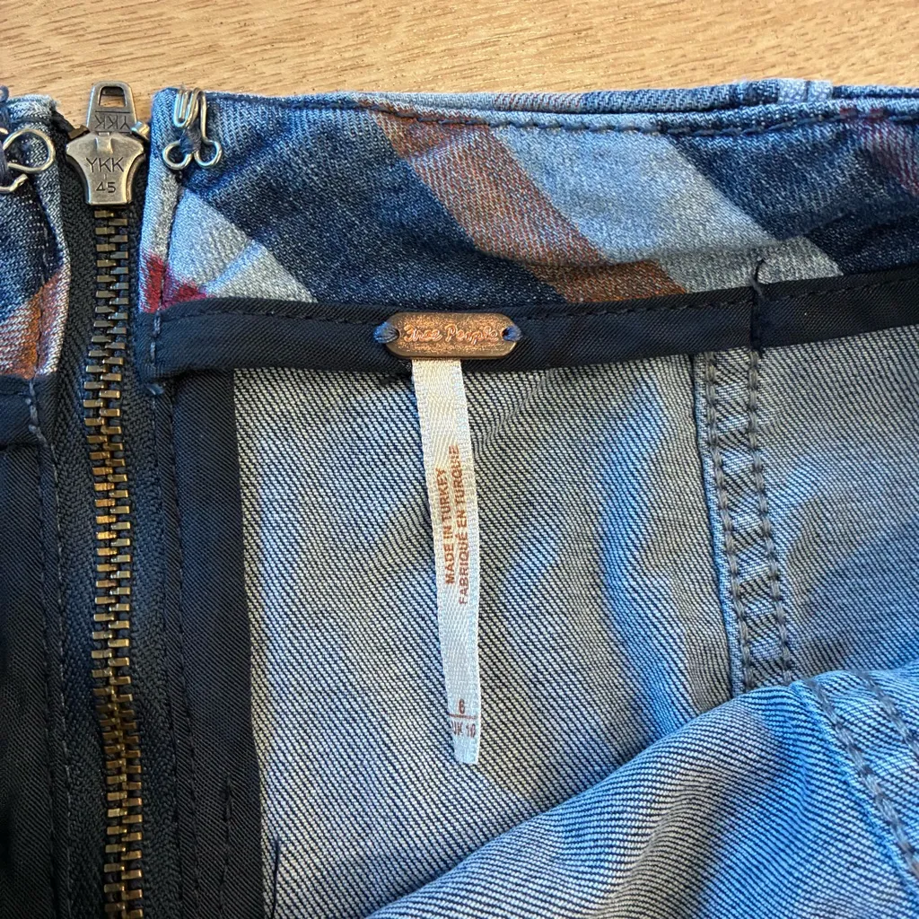 Free People Modern Femme Striped Blue Denim Mini Skirt Size 6 - Image 3