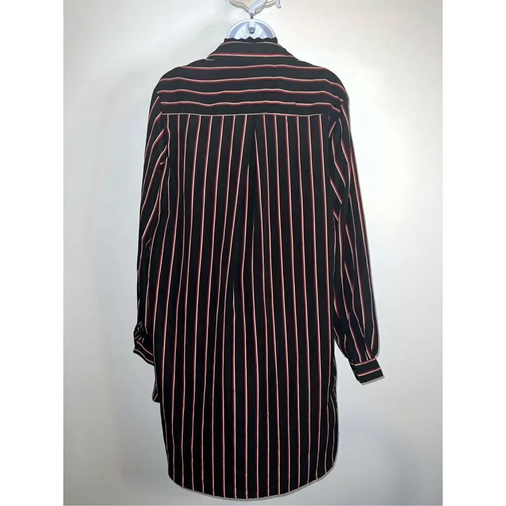 Boohoo Women’s Black Red Striped Button Down Oversized - Image 6