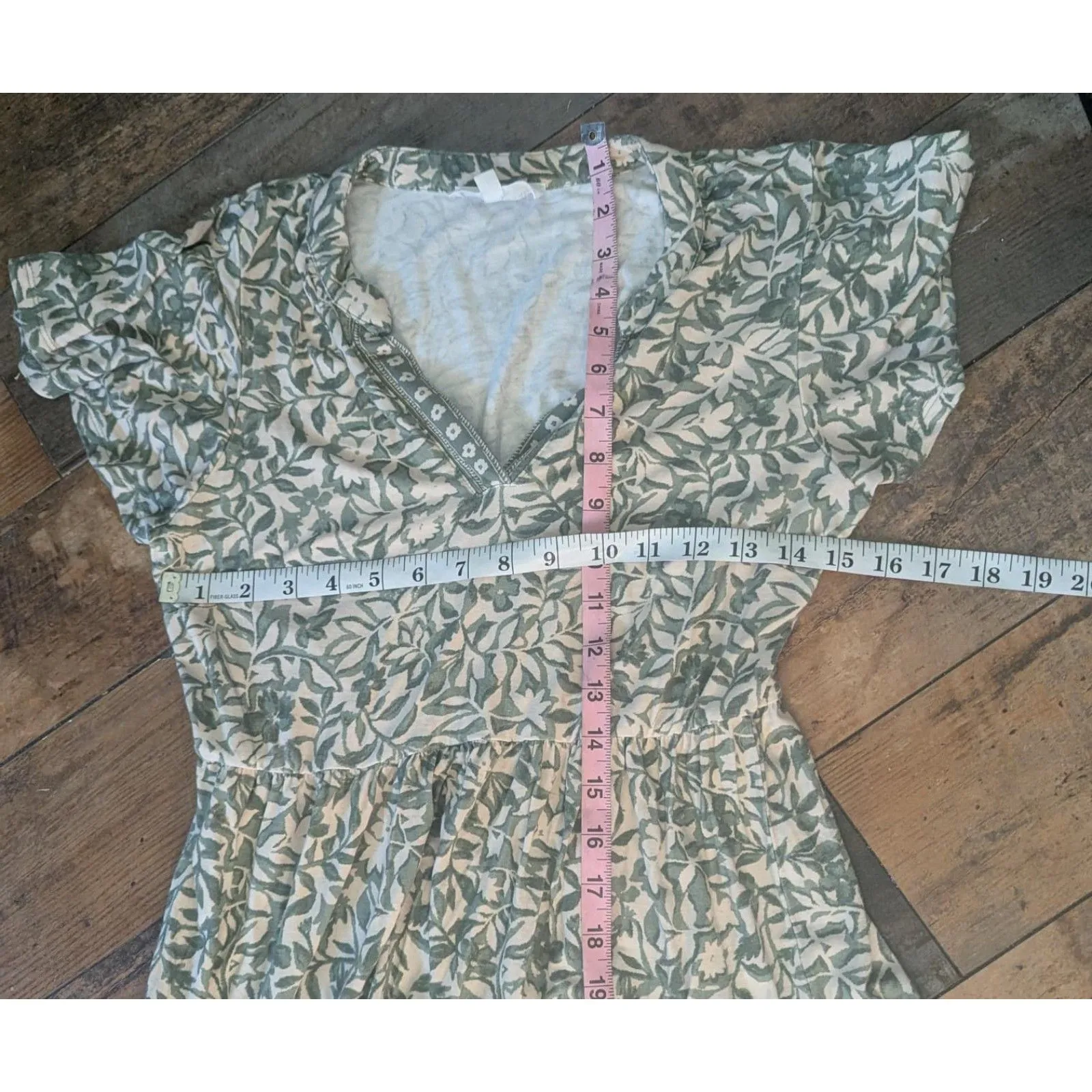 Lucky Brand Sage Green Floral Tiered Flutter Sleeve Midi Dress Boho Chic - Image 7