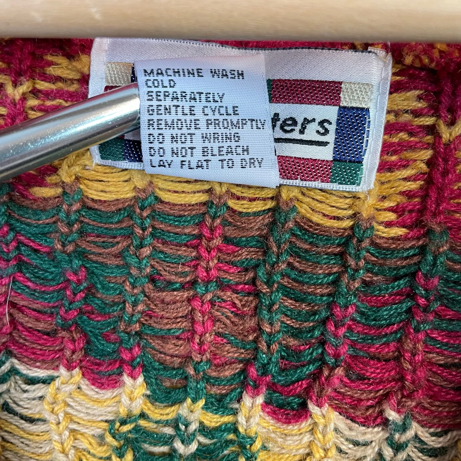 Vintage Gina Peters Slouchy Oversized Fair Isle Eclectic Grandpa Sweater Vest S Red - Image 8