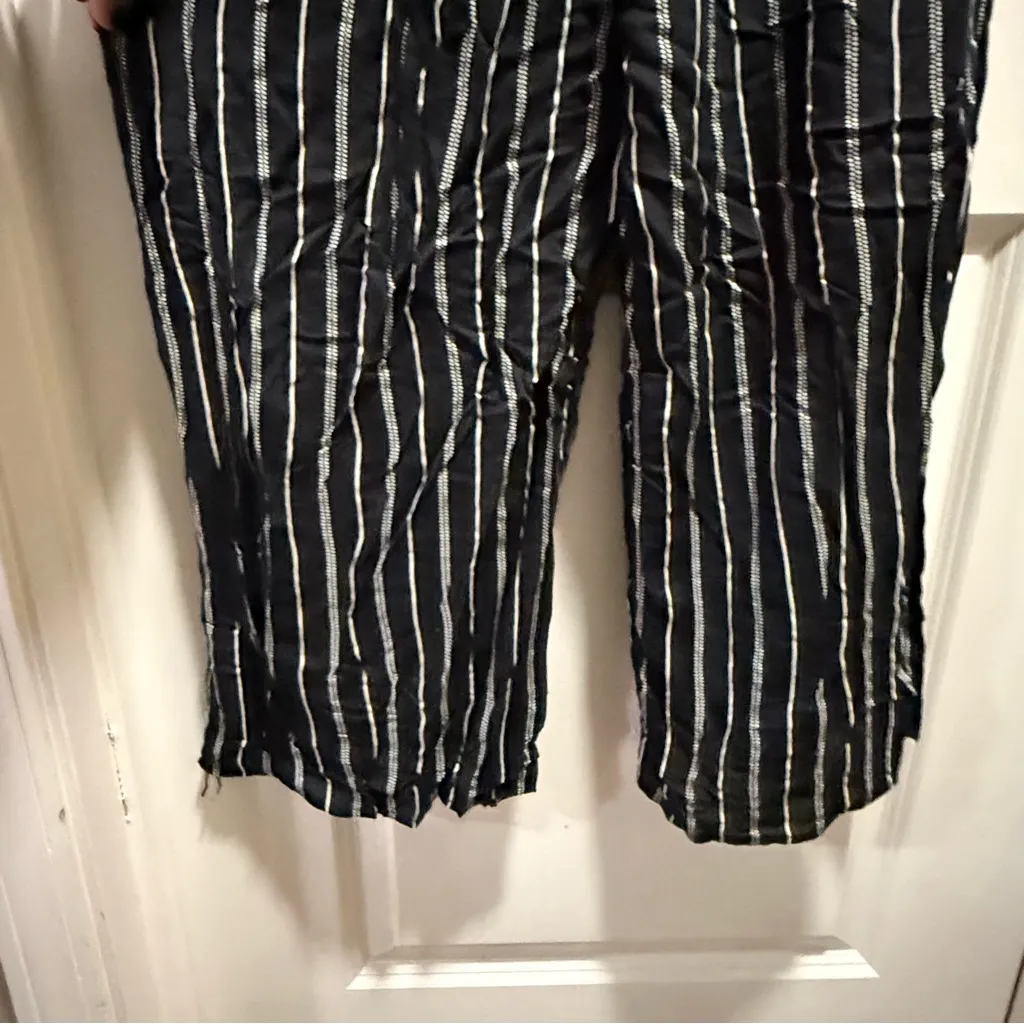 LUSH Strapless Black and White Striped Jumpsuit, Size L - Image 3