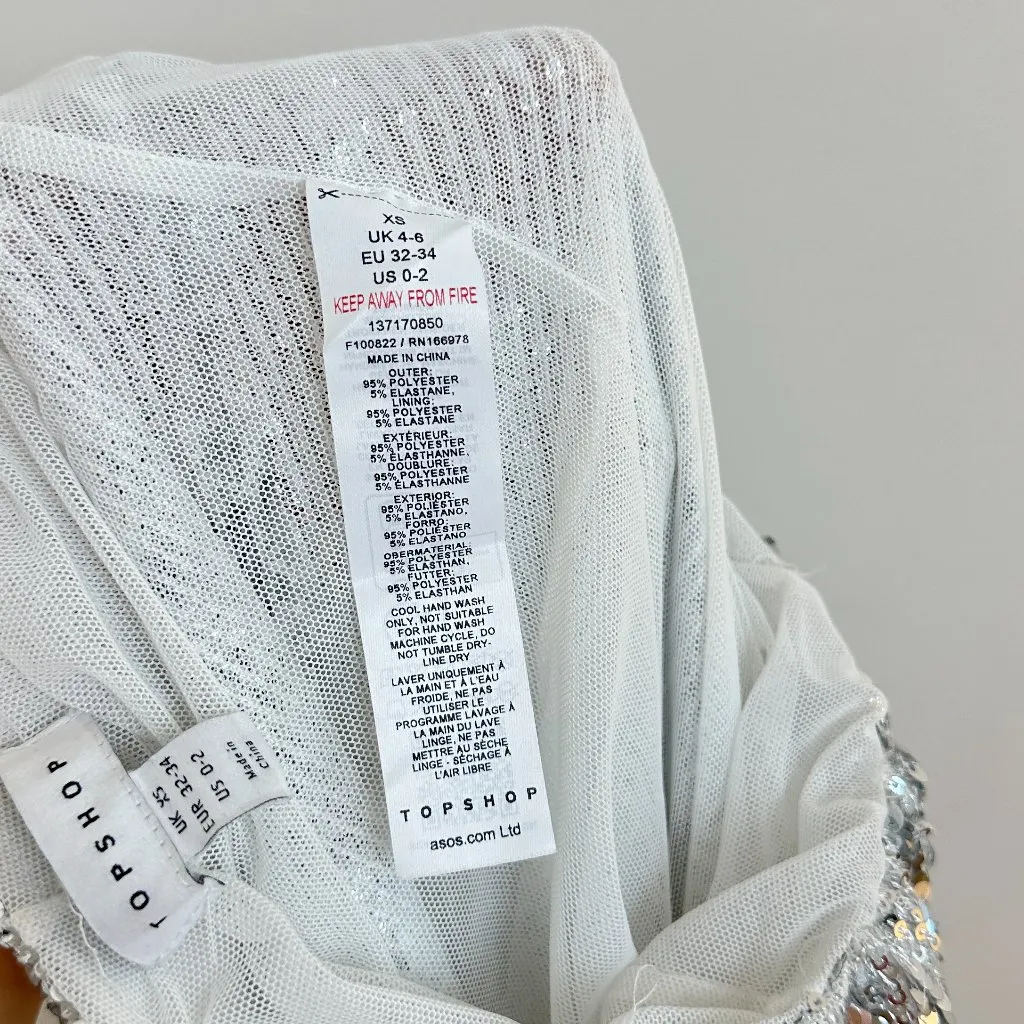 TOPSHOP Sequin Wide Leg Pants in Silver Size US 0-2 - Image 11