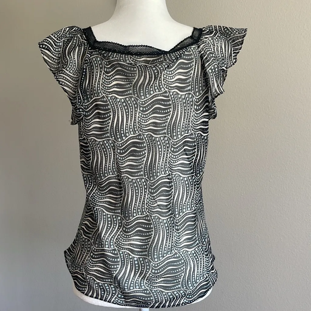 Studio M Black and White Wave Pattern Blouse Size L Size L - Image 5