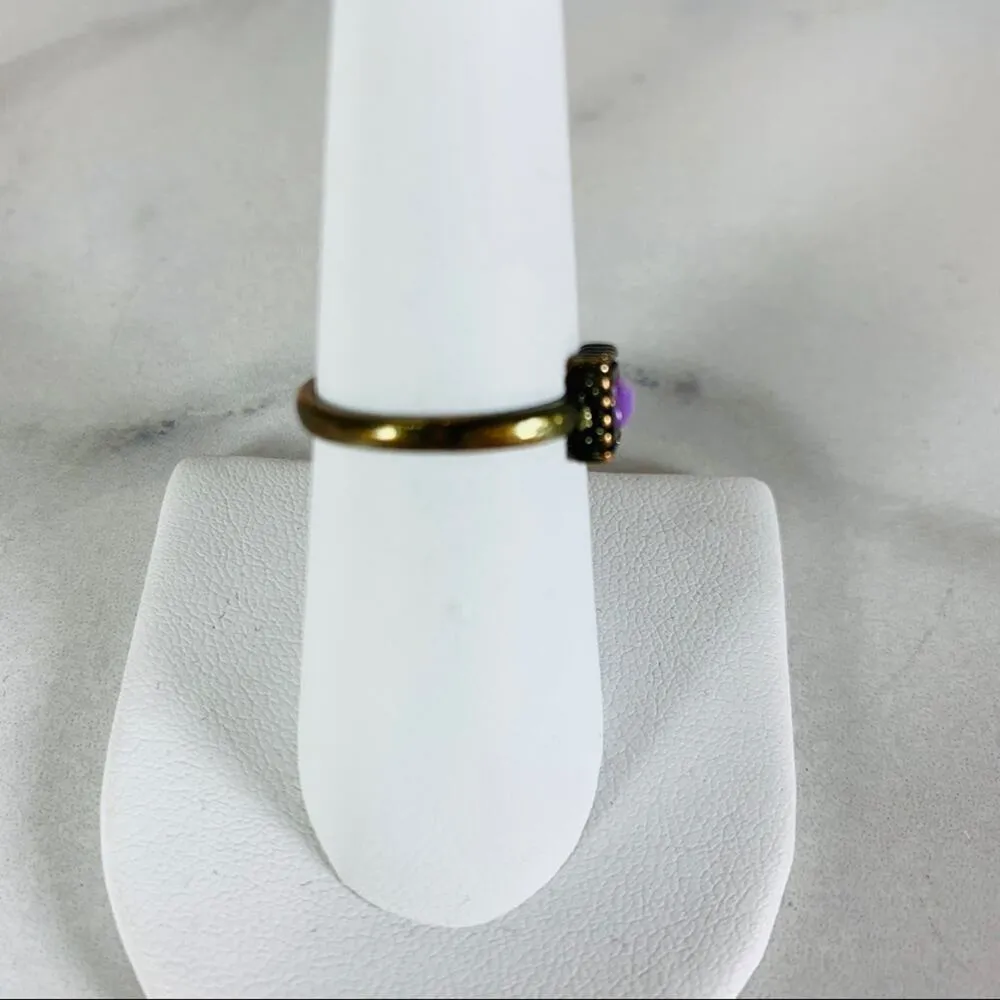 Bronze Antique Gold Romantic Square Ring Sz 6.75 - Image 3