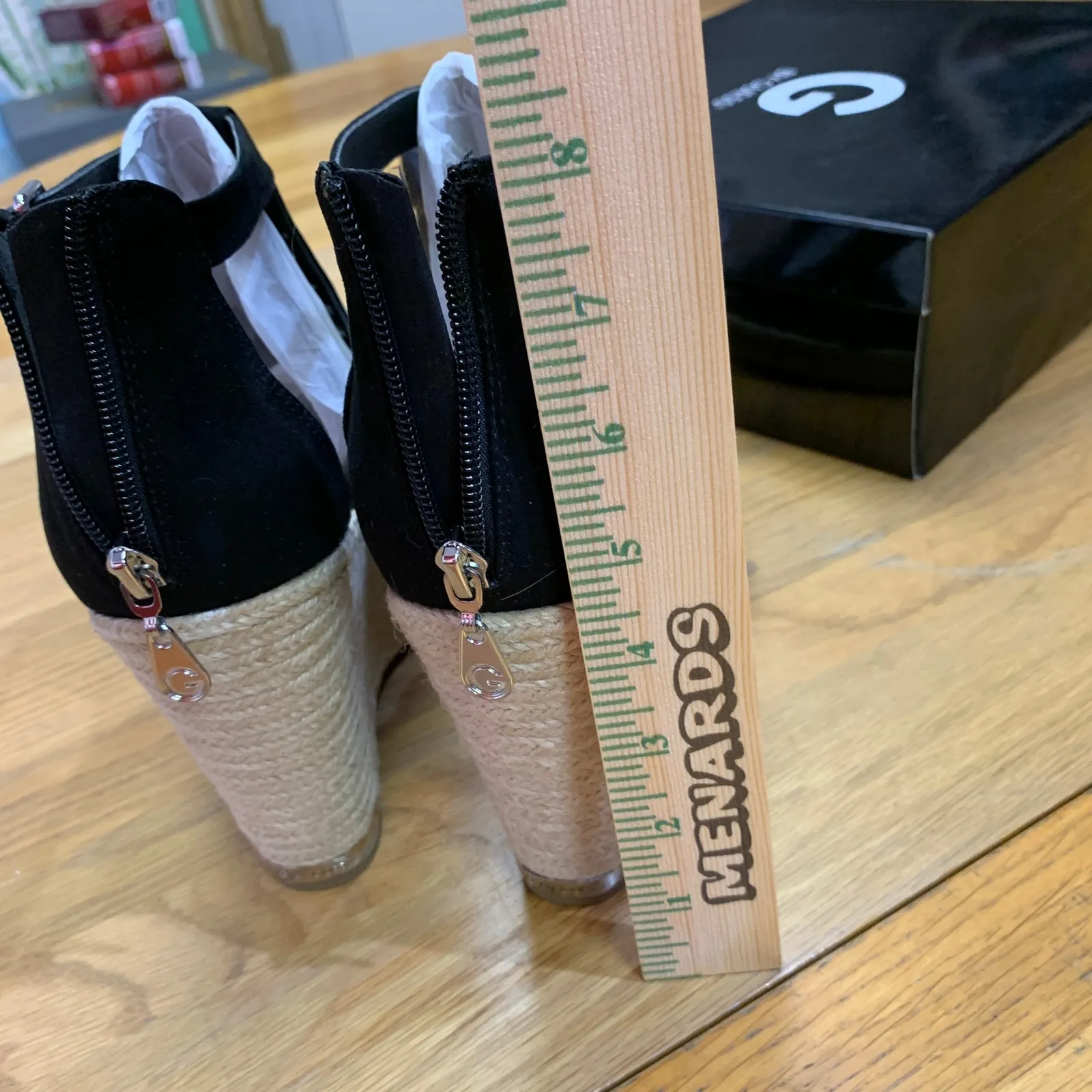 Guess Makayla Black Suede Studded Espadrille Wedge Sandals Women's Size 10M NWT - Image 4