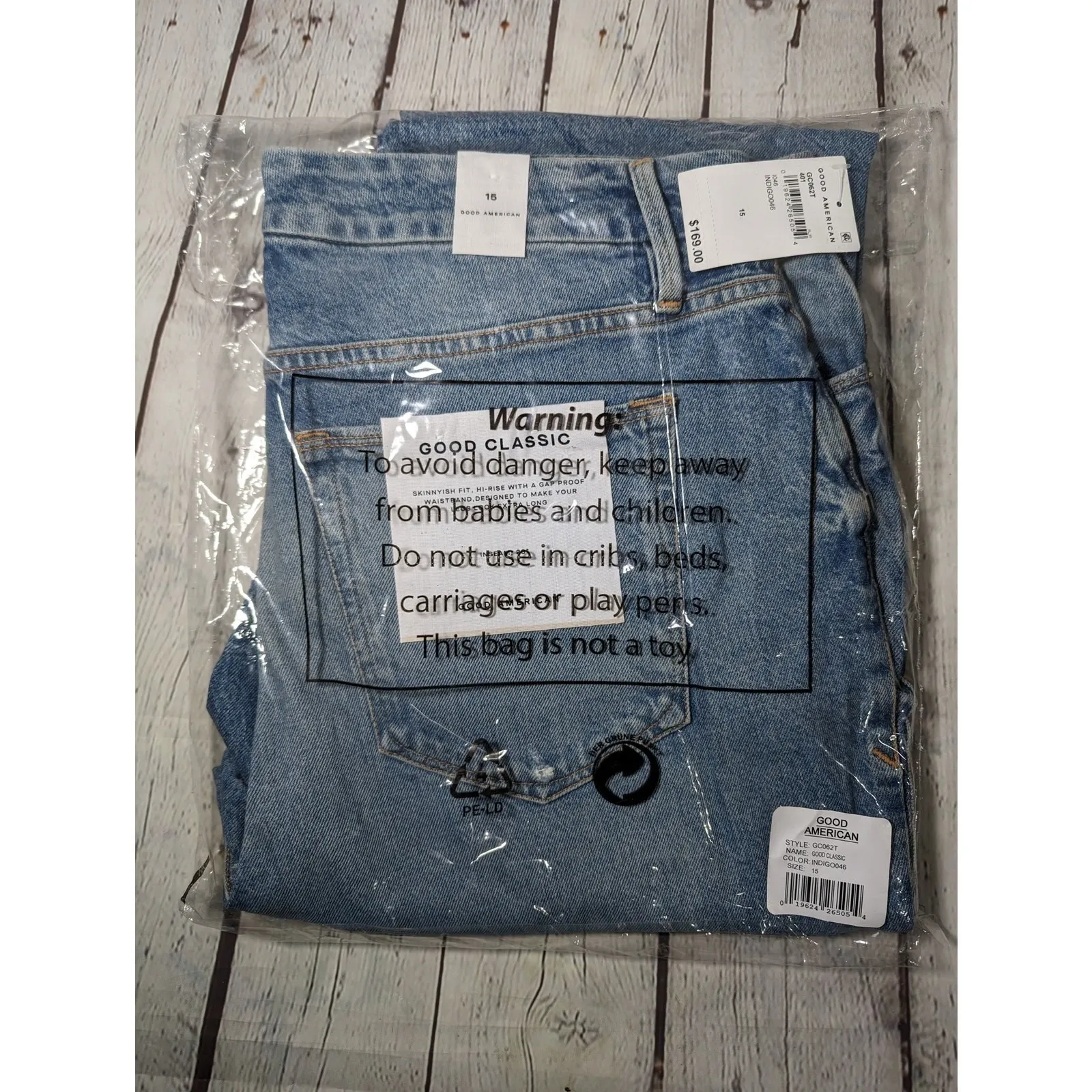 Good American Good Classic Distressed Straight Leg‎ Jeans Women's Size 15 - Image 11