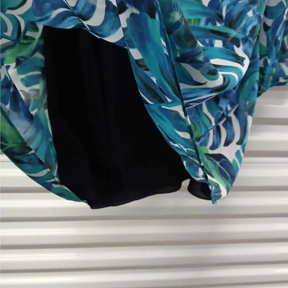 Anthropologie Chloe Oliver Parterre Swing Dress Women's XS Blue Tropical Boho - Image 10