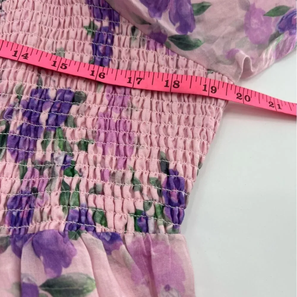 English Factory floral smocked linen blend maxi dress pink sz 1X - Image 5