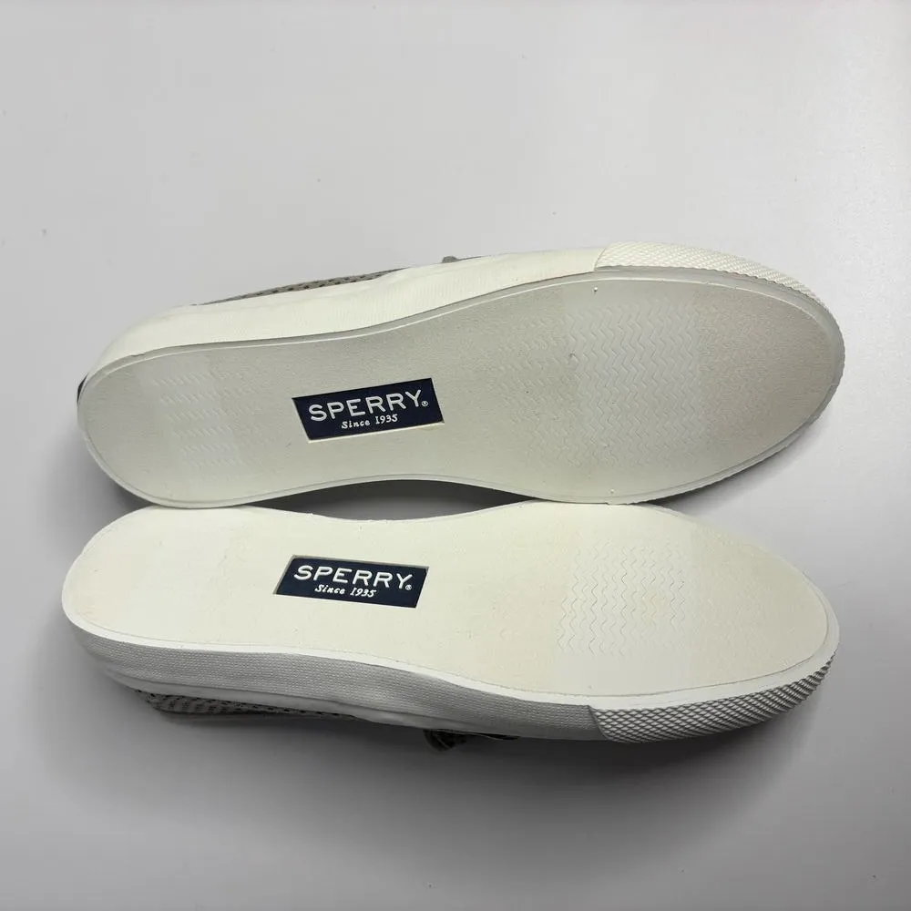 Sperry Top-Slider Seaside Slip On Sneakers in Perf Leather Grey - Image 8