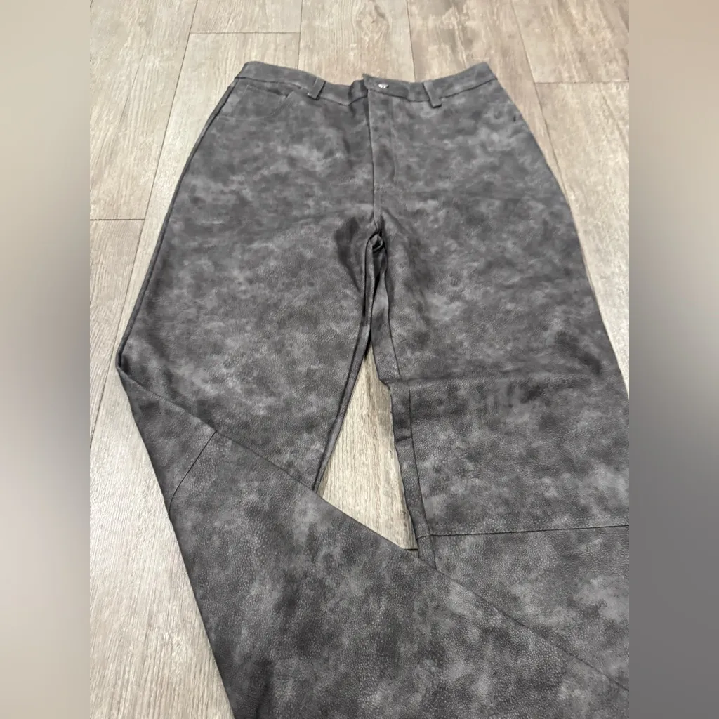 Topshop faux leather washed effect high rise straight leg pants - Image 7