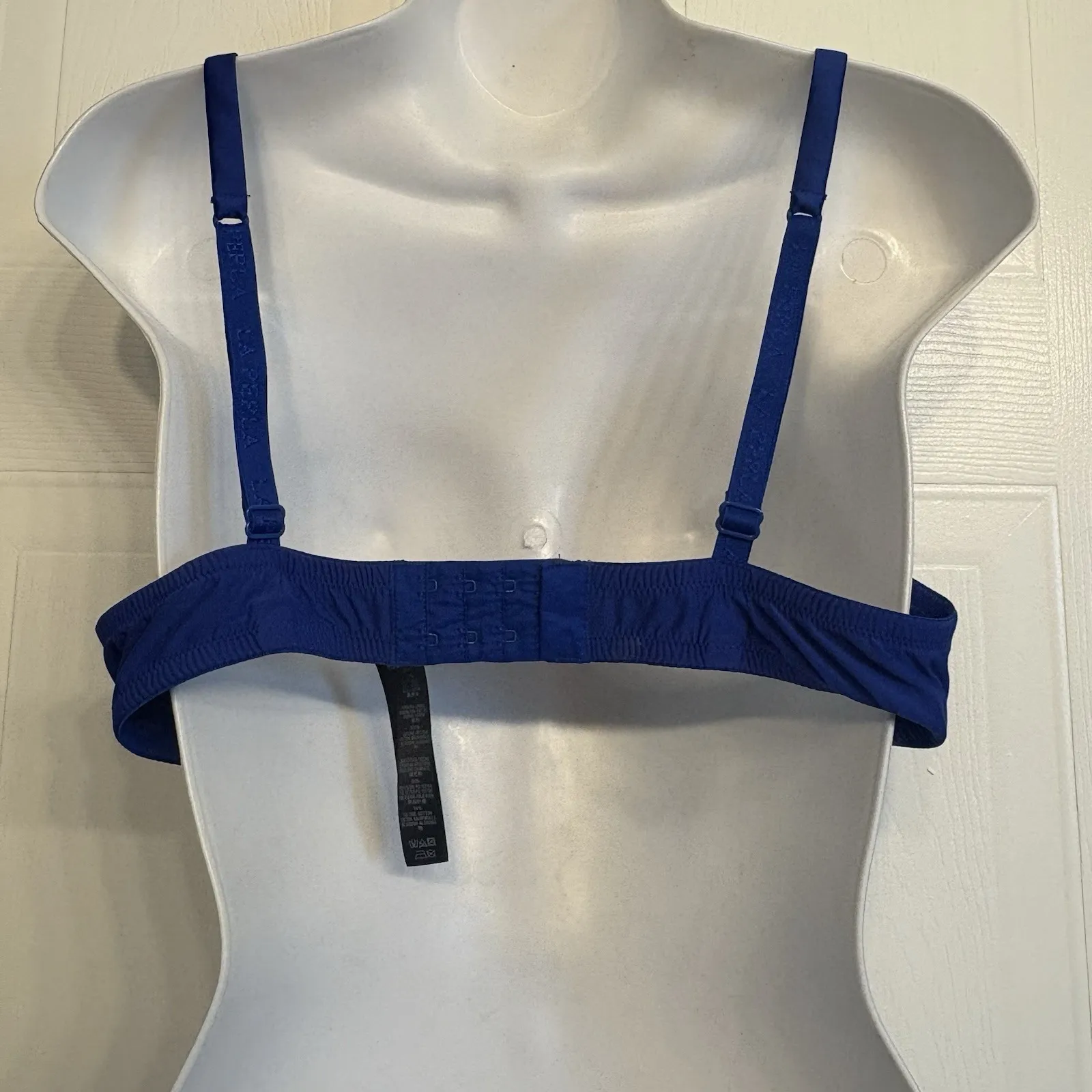 La‎ Perla 3 Blue Padded Underwire Lace Floral Bra Size 36C Made In Italy Silk - Image 4