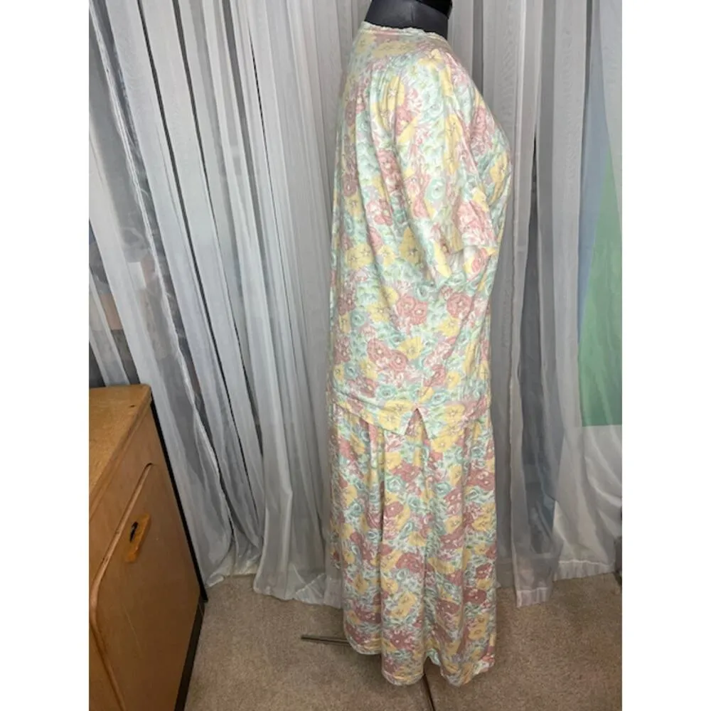 skirt set floral pastel jersey knit vintage 1980s Pink Size L - Image 10