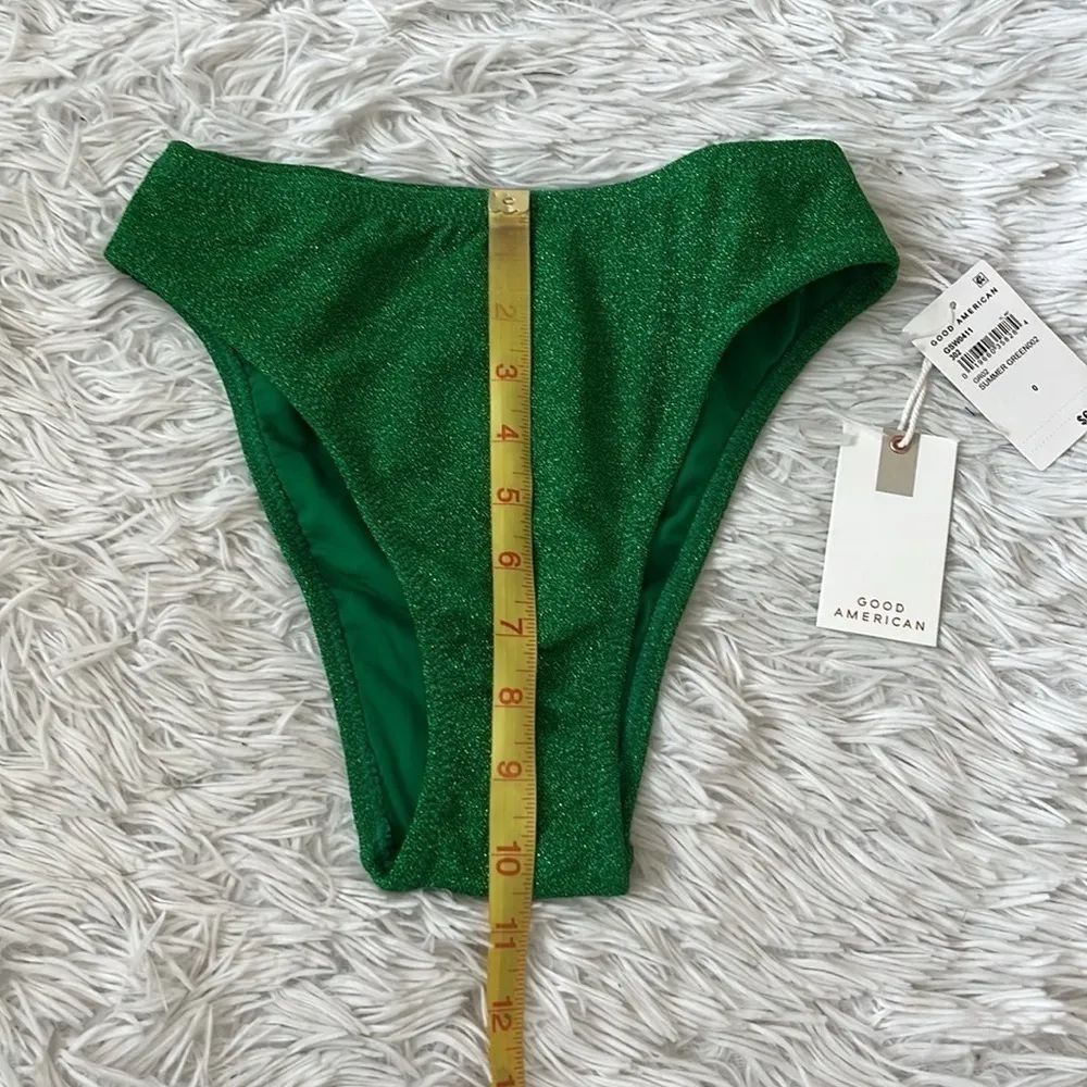Nwt Good American Sparkle Good Waist Cheeky Bikini Bottom Summer green size 0/XS - Image 6