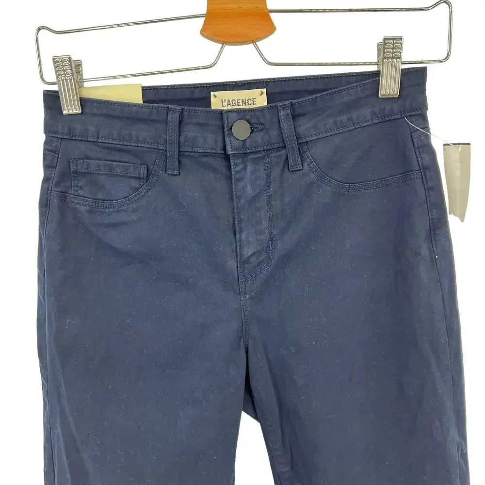 L'Agence Margot High Rise Cropped Skinny Jeans Midnight Navy Blue Size 25 - Image 4