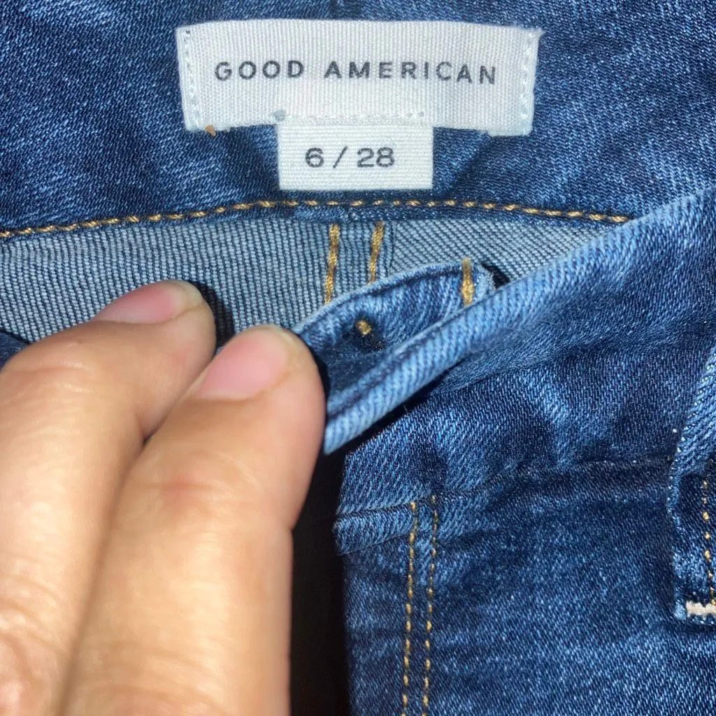 Good American High Rise Dark Wash Non Ripped Skinny Jeans 6/28 #760 - Image 3