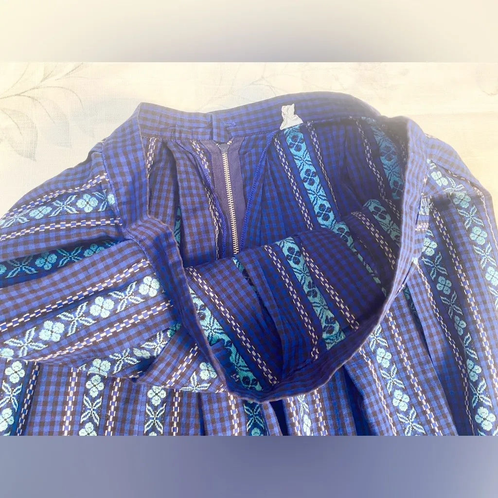 vtg 60s 70s Dutchmaid Plaid Pleated Skirt Sz 30 Made in USA Blue - Image 4
