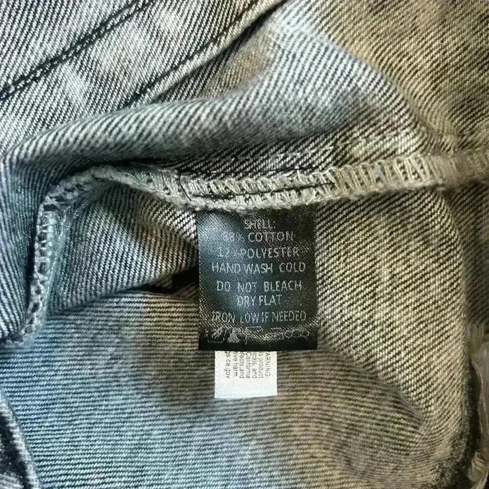 Fantastic Fawn Black Dark Fringed Western Distressed Denim Jacket Womens Size M - Image 7